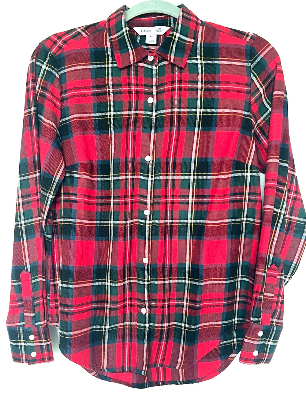 Old Navy Women’s XS Red Tartan Plaid Classic Cotton Shirt